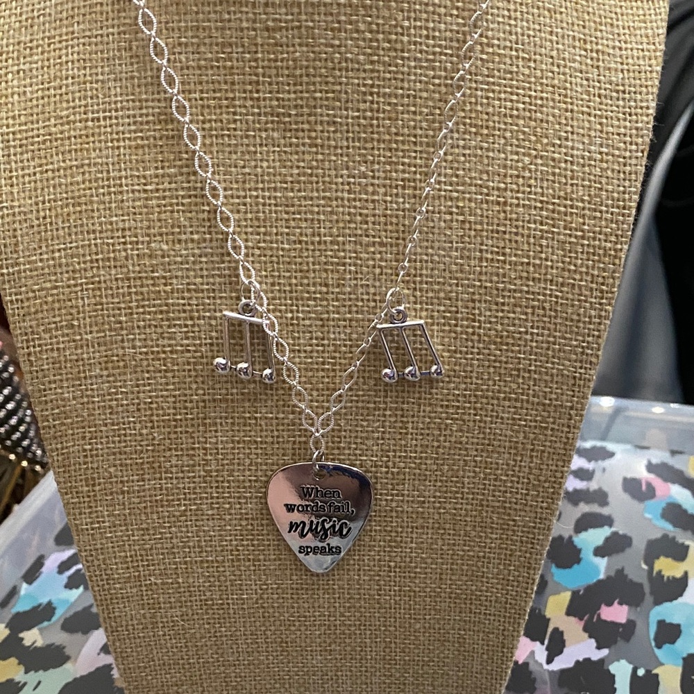 Silver Music Note Necklace